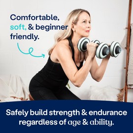 Cubii Build Adjustable Dumbbell Set - Includes Two Adjustable Hand Weight Dumbbells Plus 4 Cubii 1 lb SoftRings Free Weights ​with Fast and Easy Exercise Weight Adjust for Women and Men Strength