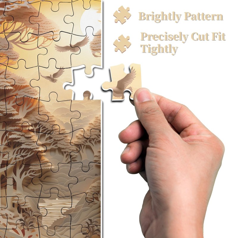 Forest Sunset Puzzles for Adults 1000 Pieces, Difficult Challenge Tree