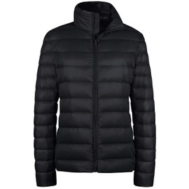 wantdo Women's Packable Down Jacket Short Plus Size Puffer Jacket (Black, 3X-Large)