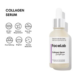 FaceLab Collagen Serum, Anti-Aging Formula, Reduces Wrinkles and Sagging, Moisturises and Softens Skin, Antioxidant Protection, for All Skin Types, 30ml