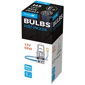 Simply S453 H3 Car Headlight Bulb, 12V, 55W, Comply with ECE R-37, Base PK22s, Suitable for all Headlights, Maximum Visibility, Transparent