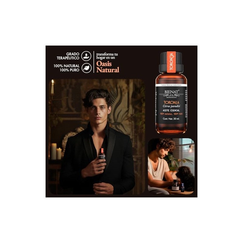 Bienat | Aceite Esencial de Toronja 30mL Natural | Difusor