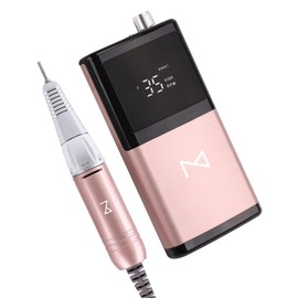 M M - E-ZDrill Rechargeable Cordless Nail Drill, 35k RPM, Smart Speed & Battery LCD, Portable Lightweight, Forward/Reverse, Aluminum Metal, Acetone Resistant (Rose Gold)
