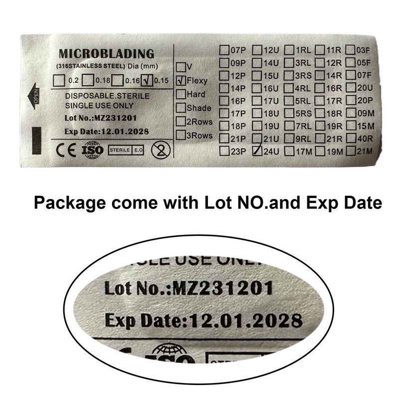 20pcs Disposable Microblading Blade U24 Nano 0.15mm Diameter U-Shaped Microblades