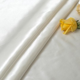 Satin Fabric by The Yard ，60 Inch Wide ，Soft Charmeuse Silk Satin Fabrics for Sewing,Wedding Dress,DIY Craftings, Costumes,Draping,Table Runner,Cloth Napkins (Ivory White, 1yard)