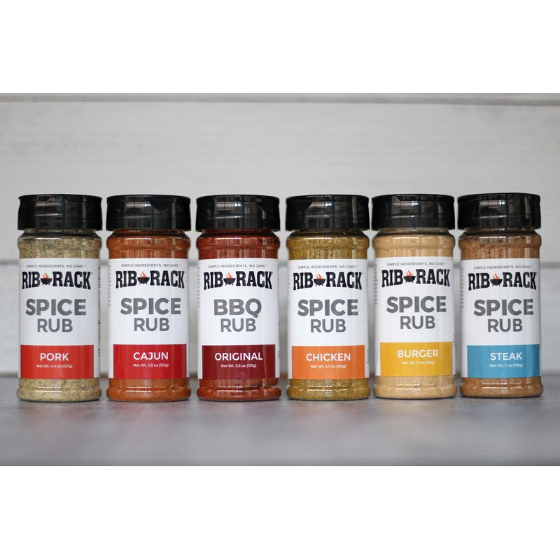 Rib Rack Dry Spice Rub Variety Pack, 6 Count -