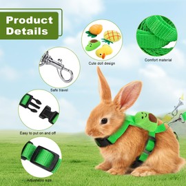 4 Sets Adjustable Rabbit Harness and Leash Set Small Pet Cute Vest Harness Leash with Decoration for Bunny Cat Puppy Kitten Ferret and Other Small Pet (Fruit)