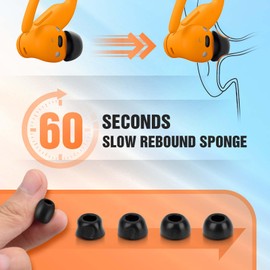 Memory Foam Tips for Beats Powerbeats Pro 2, No Silicone Eartips Pain, Anti-Slip Replacement Ear Tips, Fit in The Charging Case, Reducing Noise Earbuds, 3 Pairs (Assorted Sizes S/M/L, Black)