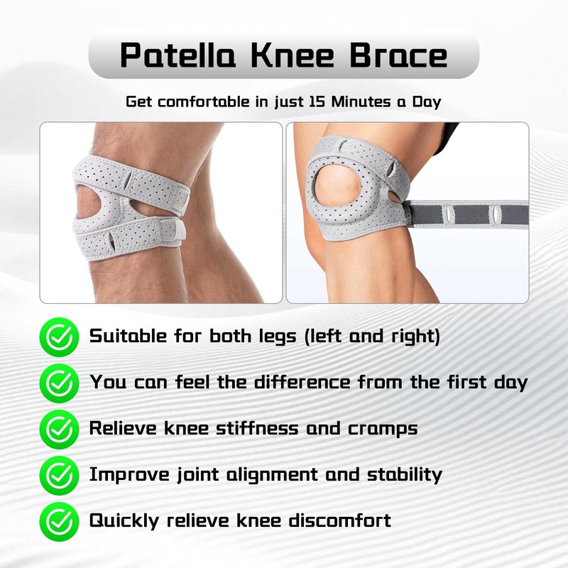 Longgaogao 2 Pack Adjustable Patellar Tendon Support Sleeves,Knee Pads with