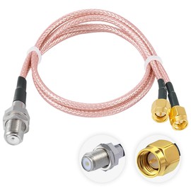 POBADY F Female to Dual SMA Male Connector RF Coaxial Cable F Type Connector Pigtail Cable 50 Ohm Low Loss F to Dual SMA Connector Y Type RG316 11.8IN/30CM Extension Cable