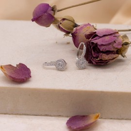 Tuscany Silver Women's Sterling Silver Rhodium Plated Cubic Zirconia Lever Back Earrings