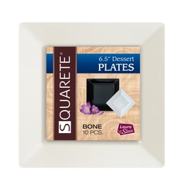 Squarete Bone/Ivory Elegant Wedding Party Disposable Plates/Bowls (10 Pcs Per Pack) (6.5" Dessert Plates, 1 Pack (10))