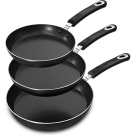 Utopia Kitchen Nonstick Cookware 3 Piece Omelette Pan Skillet Set, Nonstick Frying Pans with Induction Bottom, 8, 9.5 & 11 Inches Frying Pans with Bakelite Handles, PFOA Free, Grey