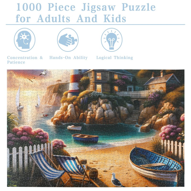 Rocorose 1000 Piece Puzzle for Adults, Lighthouse Coast Jigsaw Puzzles