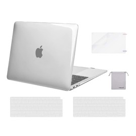 MOSISO Funda Compatible con MacBook Air 13 Pulgadas 2022-2018 A2337 M1 A2179 A1932 Retina,Carcasa Rigida&Cubierta de Teclado (USA&EU Versión)&Protector de Pantalla&Bolsa de Accesorios, Transparente