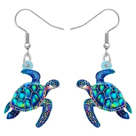 SHIGIE Acrylic Adorable Blue Sea Turtle Earrings Charming Tortoise Dangle Ocean Animals Hawaiian Jewelry For Women Beach Lovers Gifts (Sky)