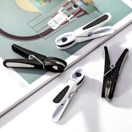 Vinsani Plastic Clothes Pegs 48 Piece Set Black and White – Aesthetic Design Strong Grip and Windproof Laundry Pegs Quality Non-Slip Clothes Pins for Home and Garden