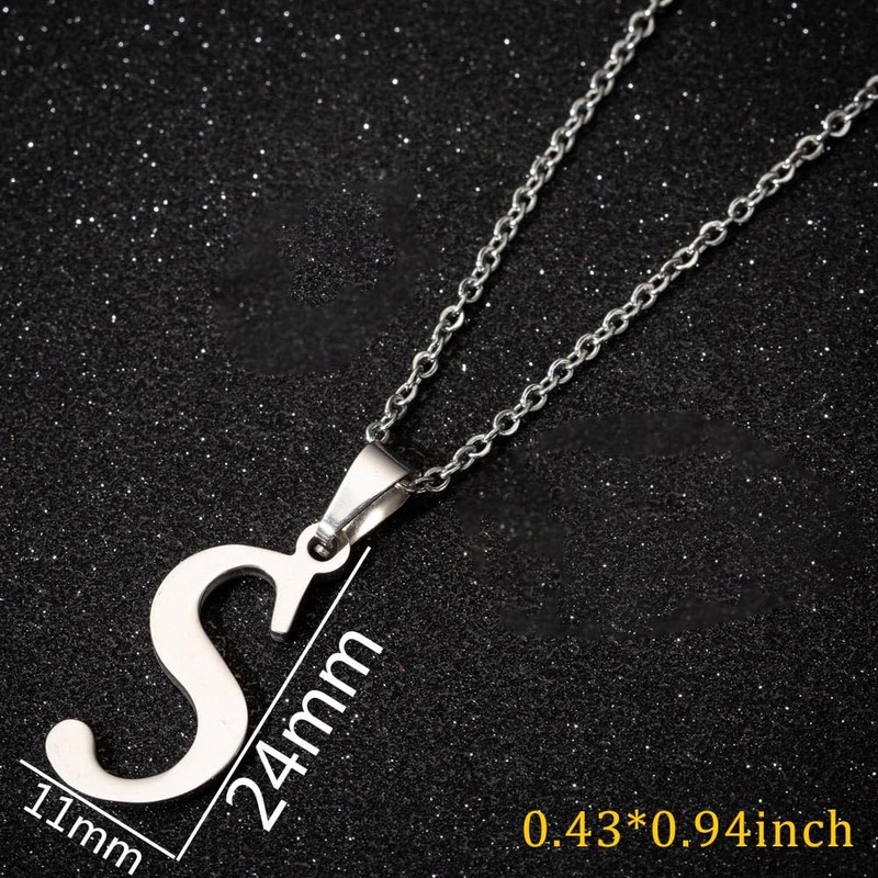 GDBAIXIMY Alphabet S Name Initial Letter Pendant Necklace Silver for