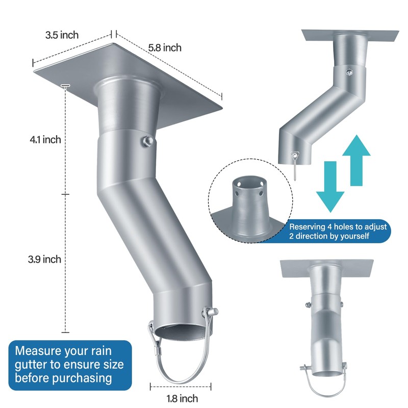 Tfro & Cile Rain Chain Gutter Adapter Silver Installation Suit