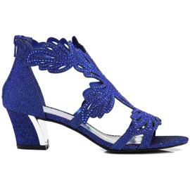 Lime03N Womens Open Toe Mid Heel Wedding Rhinestone Gladiator Sandal Wedge Shoes (7 B(M) US, Royal)