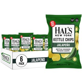 Hal's New York Kettle Cooked Gluten Free Jalapeno Flavored Potato Chip Crisps, 2 Oz (Pack of 6)