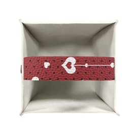 doginthehole Valentine's Day Decortaions Tissue Box Cover Holder Square with Bottom Belt, Valentines Gnomes Red Hearts PU Leather Decorative Organizer for Tabletop, Bathroom, Car