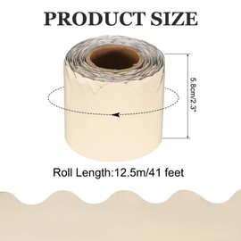 PATIKIL Bulletin Board Border, 41 Feet Poster Chalkboard Cork Decoration Trim Scalloped Borders Wall Decor for Classroom Office Locker, Morandi Light Yellow