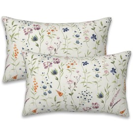 Naqiuli Throw Pillow Covers Spring Summer Floral Pillow Covers 20x12 Inch Set of 2 Watercolor Flowers Throw Pillows Decorative Pillow Cases Cushion Covers for Bedroom Livingroom Sofa Farm House