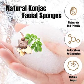 Zabiltro Natural Konjac Facial Sponges - Semicircles - for Gentle Face Cleansing and Exfoliation Eco-Friendly - Skincare Face Body Washing Cleaning - with White Pure,1pc.