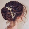 Heread Pearl Bride Wedding Hair Pins Silver Rhinestones Bridal Hair