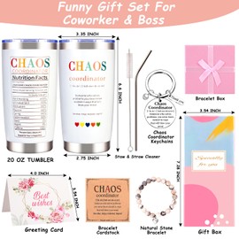 SIXVALA Chaos Coordinator Gift Set, 20 Oz Tumbler Thank You Gifts for Women, Boss, Coworker, Manager, Office, Nurse, Employee, Appreciation Birthday Gift for Women, Christmas Coworker Gifts