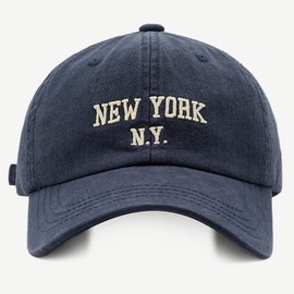 Epsoco New York Baseball Hat for Women Adjustable Embroidery 100% Cotton Trucker Hats Classic Vintage Baseball Cap Navy Blue