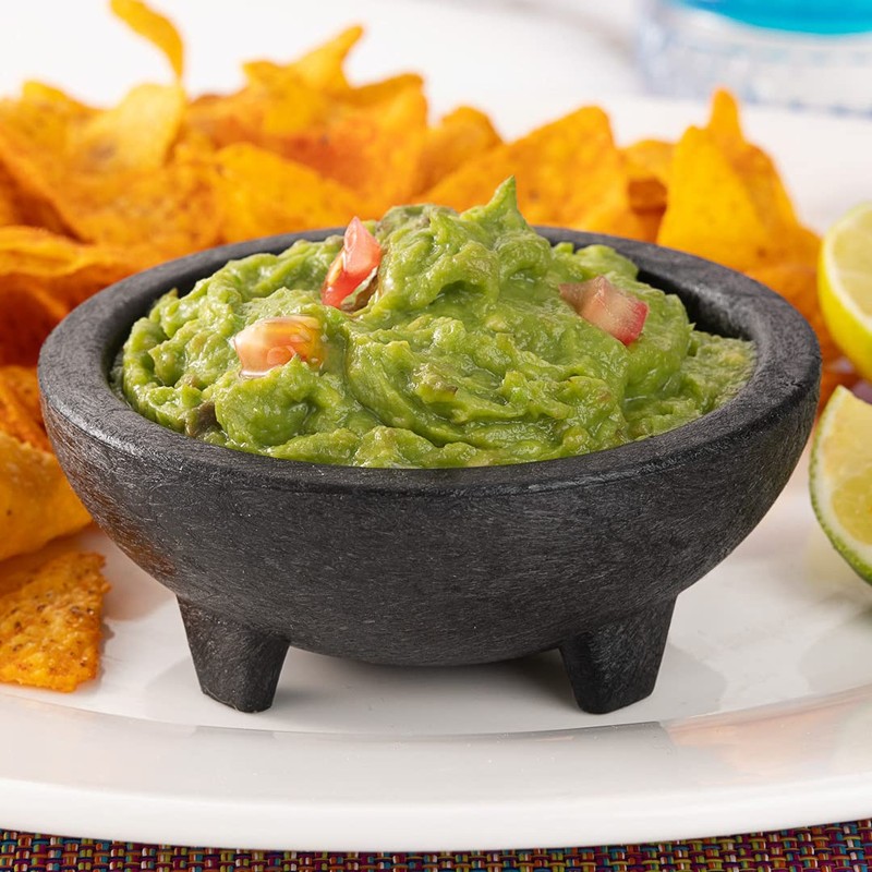 4 oz Black Thermal Plastic Molcajete Bowl - 4" x