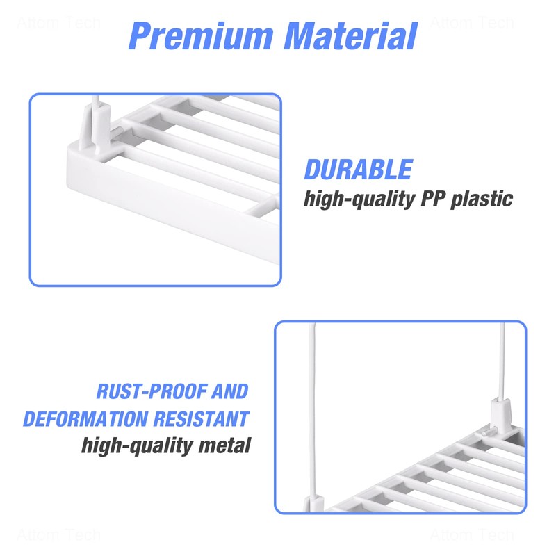 NiHome 4-Pack Stackable Plastic Kitchen Storage Shelf Foldable Rack -