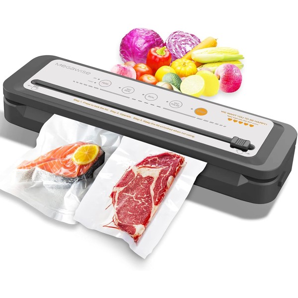 MEGAWISE Vacuum Sealer Machine 2025, 80kPa High Suction Power, One-Touch