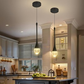 ykolupty Modern Pendant Lights for Kitchen lsland LED Dimmable Raindrop Chandelier Crystal Ceiling Pendant Lighting for Dining Room Hallway Bar Living Room (1 Pack)