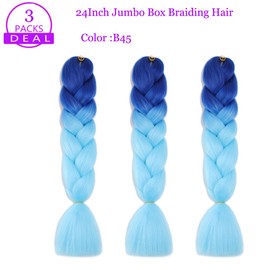 Jumbo Box Braiding Hair Extensions 24 Inch Colored Braiding Hair 3 Packs Ombre Twist Crochet Braids Hair Extension for Women High Temperature Synthetic Fiber(24",B45)