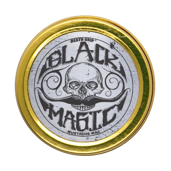 Black Mustache Wax | Black Magic Death Grip Moustache Wax | Hide Grey Hair In Beard Or Moustache | Extra Strong Hold Mustache Wax Unscented | 1 oz Tin Heat Source Required