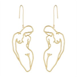 Abstract Gold Fun Statement Human Face Shaped Earrings Geometric Hollow Out Face Body Ethnic Dangle Stud Earrings