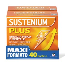 Sustenium Plus Gusto Limone e Miele - lntegratore energizzante a base di uno specifico complesso di aminoacidi, vitamine e minerali, Per la tua energia fisica e mentale, 40 bustine