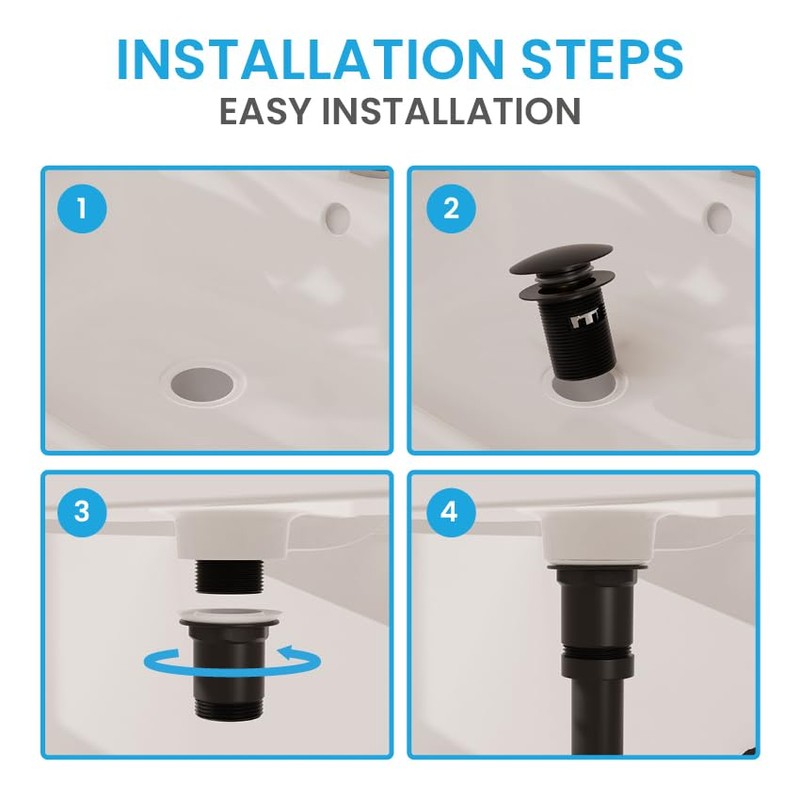 Bächlein Universal Drain Set with Overflow (Matt Black) - Brass