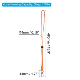 PATIKIL Paracord Lanyard with Clasp 48cm, 2 Pack Necklace Keychain Cord Metal Hook Strap for Keys Whistle ID Card Badge Holder, Orange