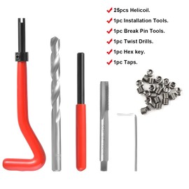 JNNJ 15 Piece Thread Repair Kit M9 X1.25, Thread Repair of Damaged or Worn Threads with Plastic Cassette, Repair Brake Caliper Guide Bolt Thread Kit, Threads Repairs Set Helicoil Coil for Automotive