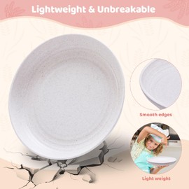 Miss BlG Dinner Plates,Plates,8 inches Plastic Plates Reusable Set of 8,for Children&Adult Wheat Straw dinnerware Sets,No BPAs and No Chemical Dyes with 4 Colors