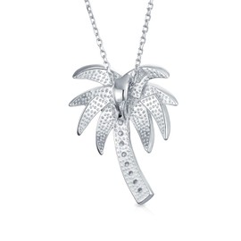 Playa Tropical Náuticas Azul Creado Inlayed Palmera Opal Collar Colgante Para La Mujer Adolescente 925 Plata De Ley 925