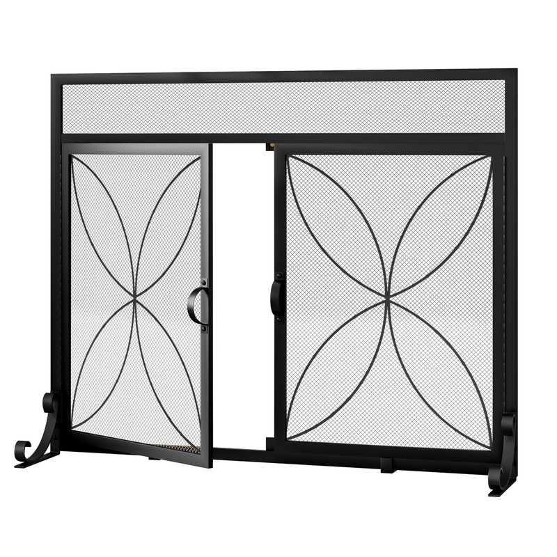 Fire Beauty Fireplace Screen with Magnetic Doors,Large Metal Fire Place