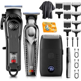 Kit de Barberia Hombre,Maquina Para Cortar Cabello Inalambrica,Maquina de Rasurar Para Hombre,con 8 Peines Limitadores,Cepillo de Limpieza,Peluquera  
