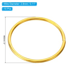 PATIKIL 2 Inch Dream Catcher Rings, 10 Pcs Metal Macrame Wreath Floral Round Ring Hoop for Christmas Decor Home Car DIY Craft Wedding Wall Hanging Decorations, Gold