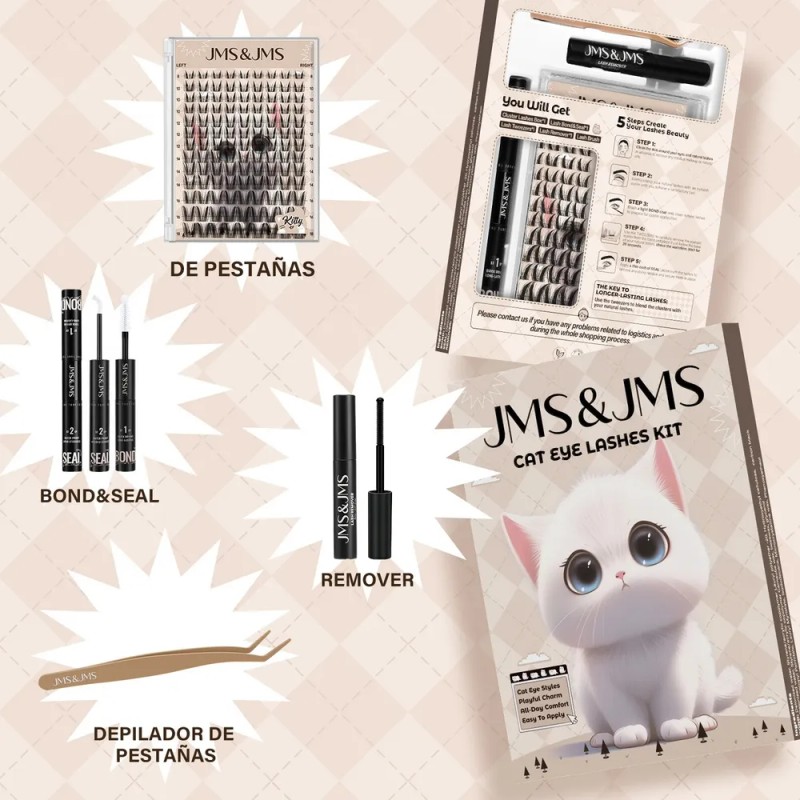Jms&jms Kit De Cat Eye Pestañas,8-18mm,extensión De Pestañas