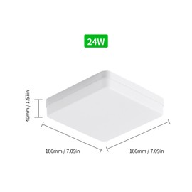 LEDs Ceiling Light Flush Mounting 24W Square Ceiling Lamp for Kitchen Bedroom Hallway (6500-7000K White Light)